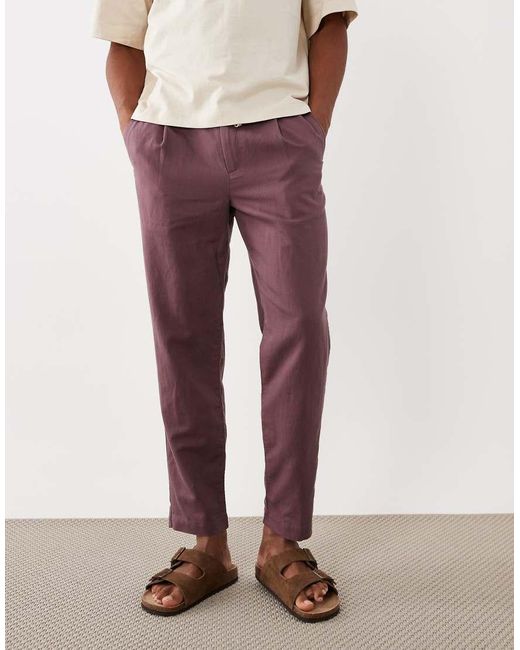 Mango Natural 100% Linen Straight Fit Trousers for men