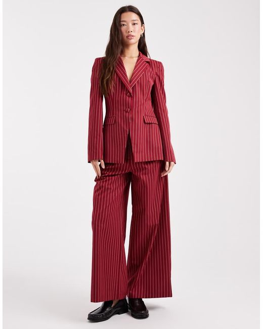 Miss Selfridge Red Cinch Pinstripe Blazer Co-Ord
