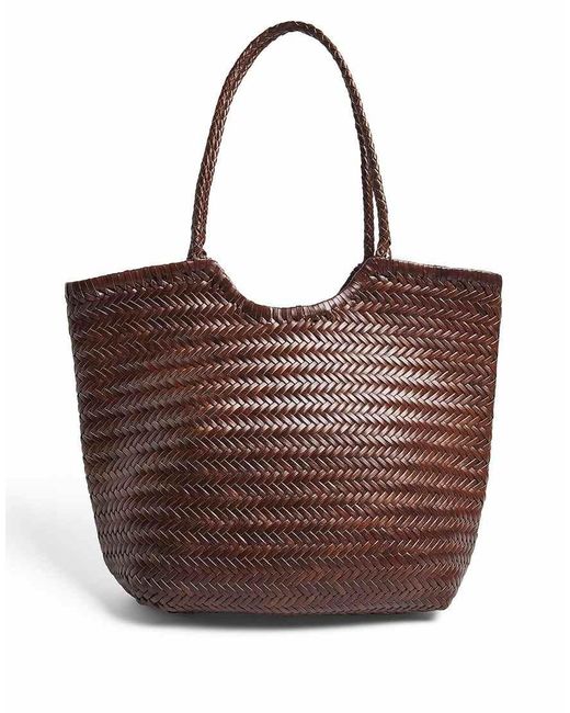 NA-KD Brown Woven Leather Tote Bag