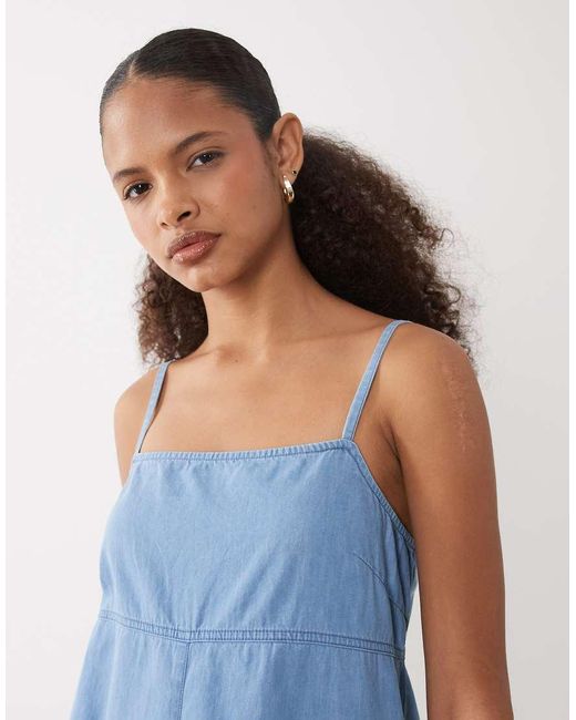ASOS Blue Soft Denim Playsuit With Cami Straps