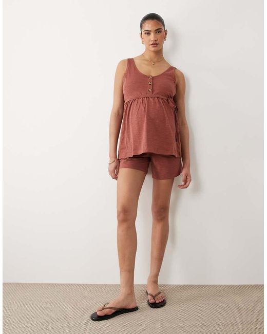 Mama.licious Red Mamalicious Maternity 2 Function Nursing Button Through Top Co-ord
