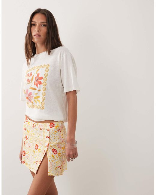 Rhythm Natural Front Split Mini Skirt