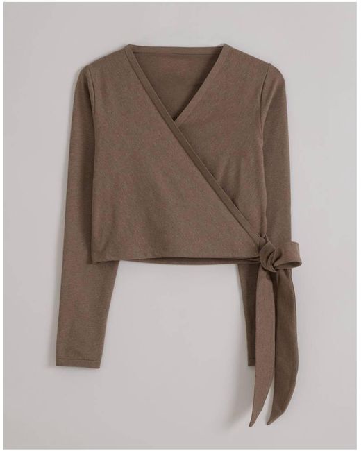 Aim'n Brown Espresso Melange Shape Seamless Wrap Long Sleeve