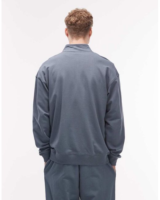 The North Face Blue Essential Logo Light Oversized 1/4 Zip for men