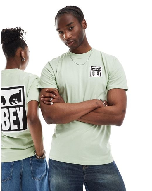 Icon eyes - t-shirt unisexe imprimé dans le dos Obey en coloris Green