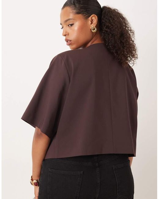 ASOS Brown Curve Tailored Button Top Co-Ord