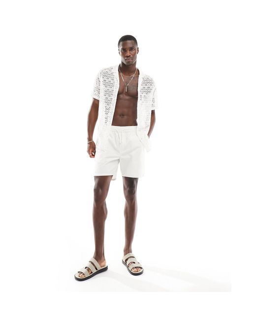 Another Influence White Knitted Beach Shirt for men