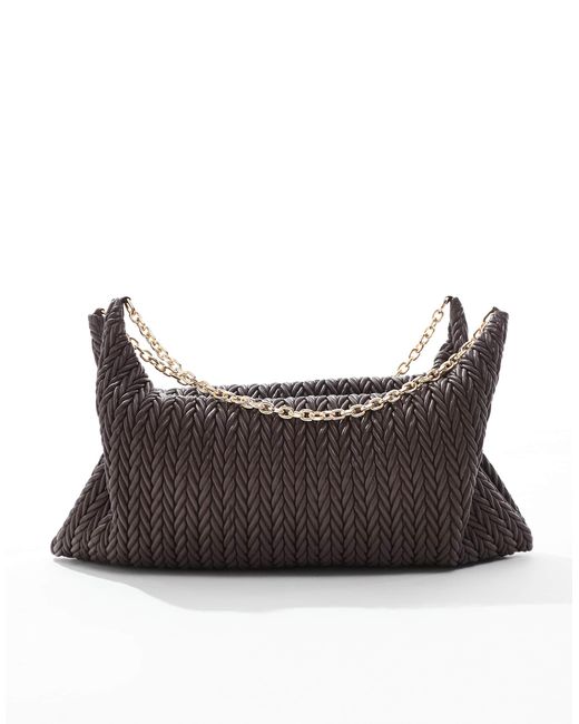 ASOS Black Quilted Slouchy Shoulder Bag With Chain Handle