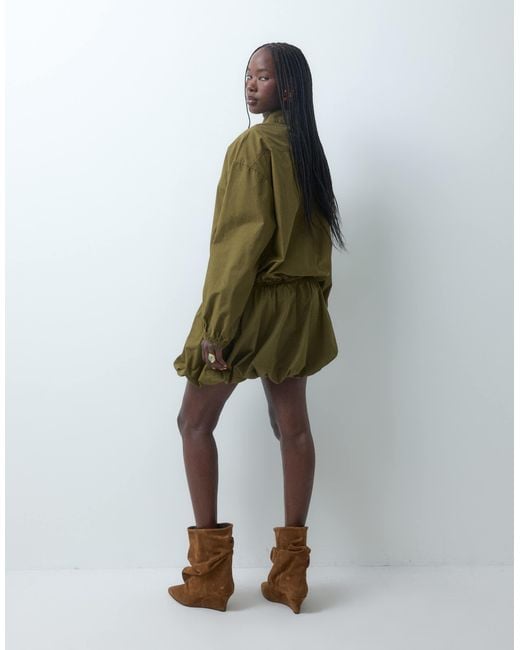 ASOS Green Mandarin Collar Bubble Dress