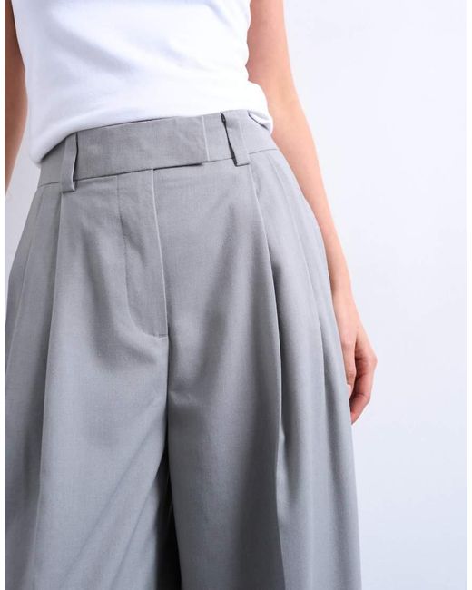 TOPSHOP White High Waisted Two Pleat Tailored Trouser
