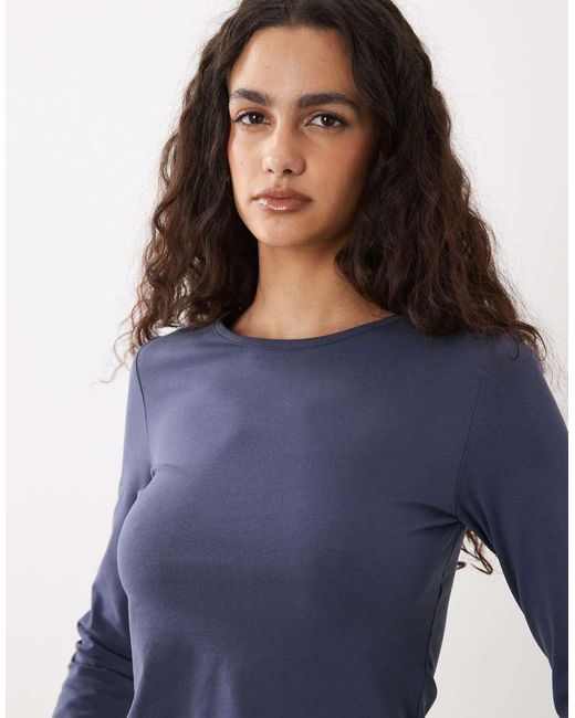 Cotton On Blue Longline Crew Long Sleeve Top