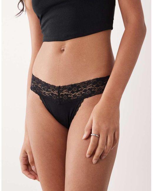Cotton On Black Everyday Lace Comfy G-string