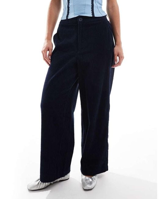 ASOS Blue Asos Design Petite Cord Barrel Trousers