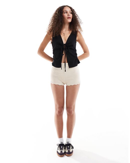 Collusion Black – gerafftes leinen-tanktop
