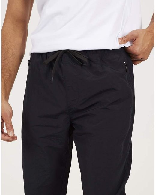 Brave Soul Blue Taslan Loose Fit Cuffed Cargo Trousers for men