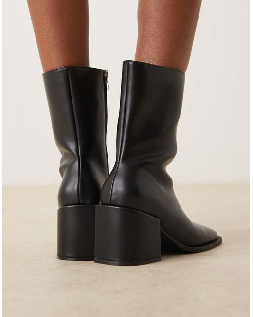 Glamorous Black Block Heel Square Toe Boots