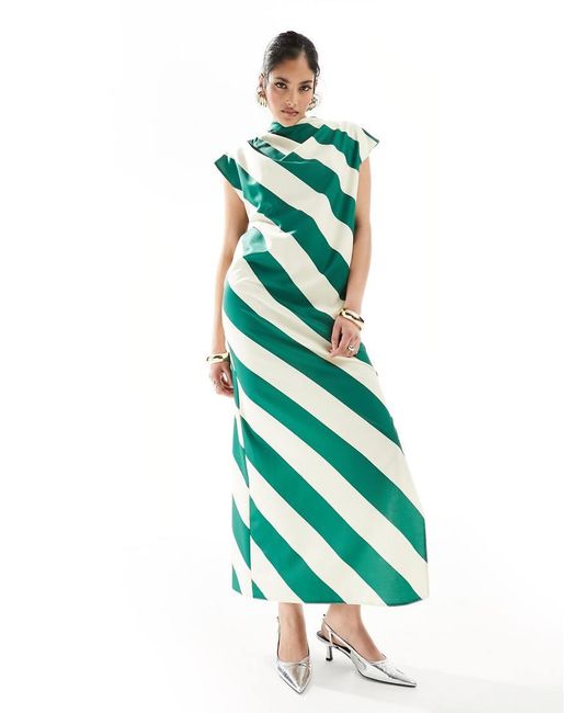 ASOS Green High Neck Column Maxi Dress