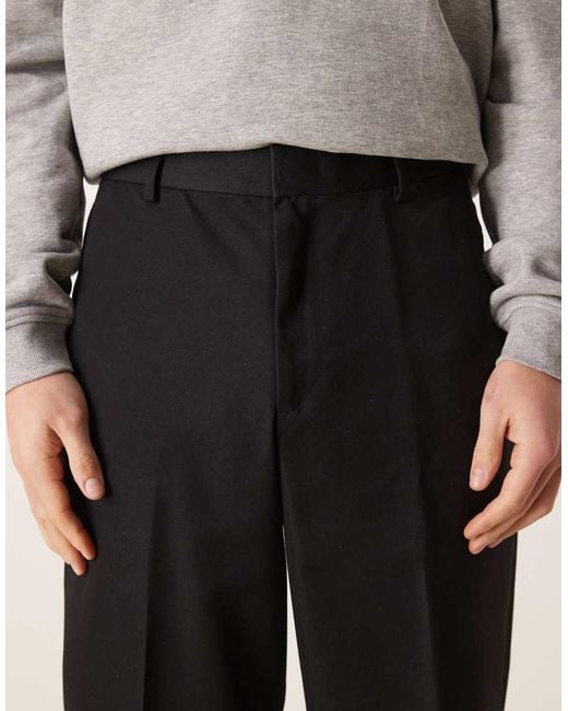ASOS White Tailored Wide Leg Pants With Elastic Waist for men