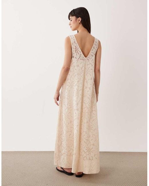 ASOS Natural Lace Shift Maxi Dress