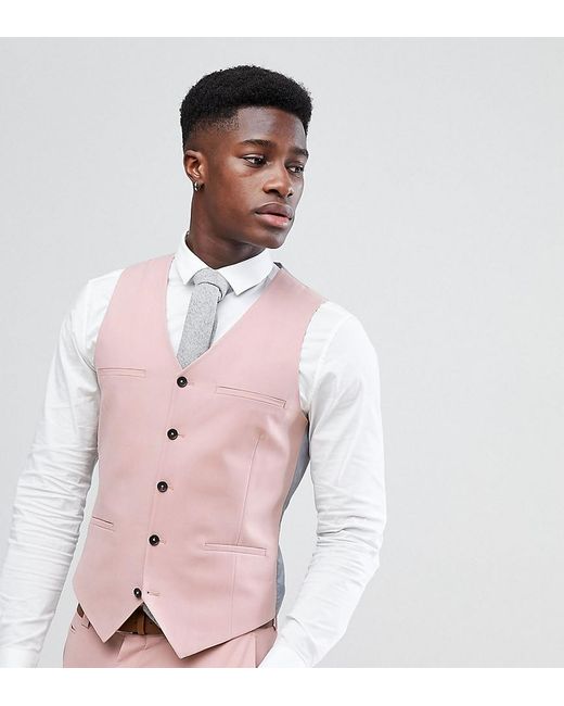 Noak Pink Skinny Suit Waistcoat for men