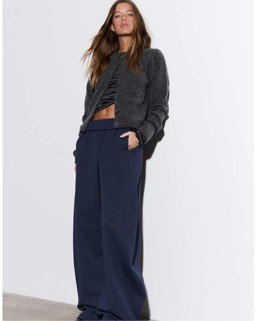 Stradivarius Blue Plush Barrel Trousers