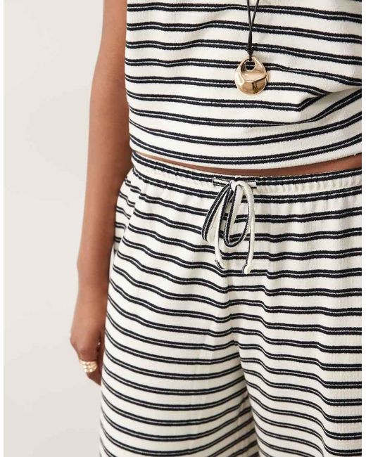 ASOS White Textured Knit Wide Leg Trouser Co-Ord
