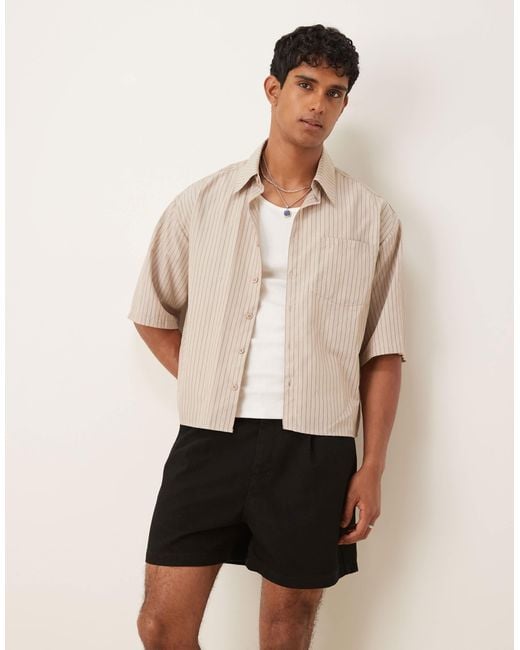 ASOS White Shorter Length Denim Shorts With Pleats for men