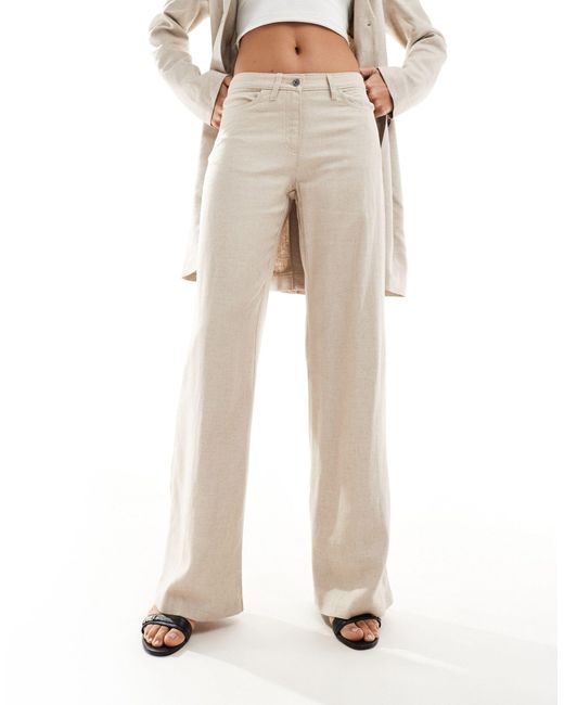 Tiana - pantalon d'ensemble en lin mélangé - beige Weekday en coloris White