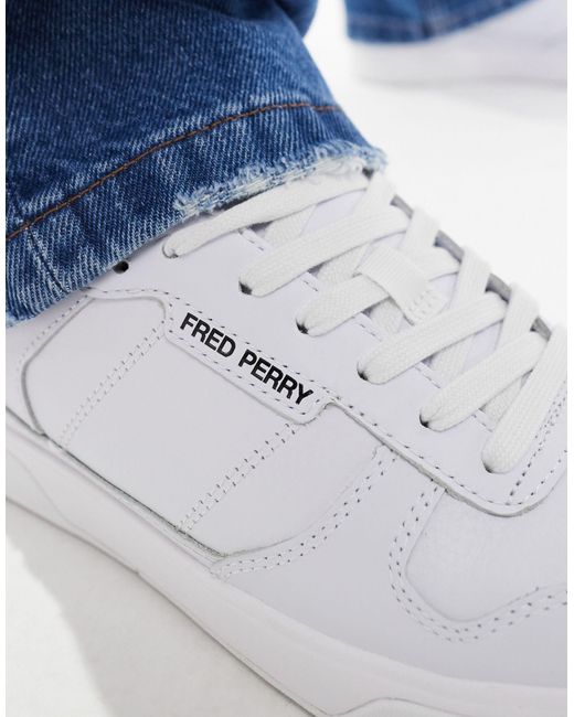 Fred Perry Blue B300 Textured Leather Trainers for men