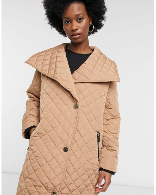 River Island Fallaway Quilted Coat in 