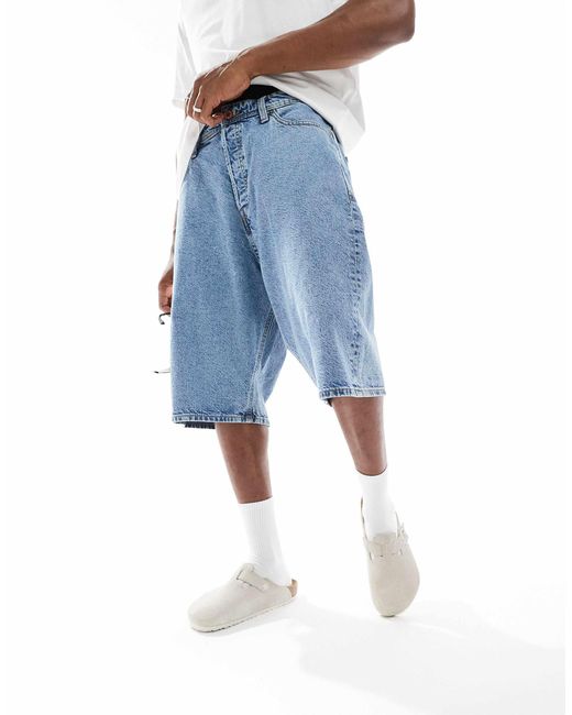 Jack & Jones – weite jeans-shorts in Blue für Herren