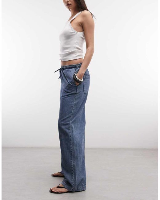 Noisy May Blue Tie Waist Wide Leg Trouser
