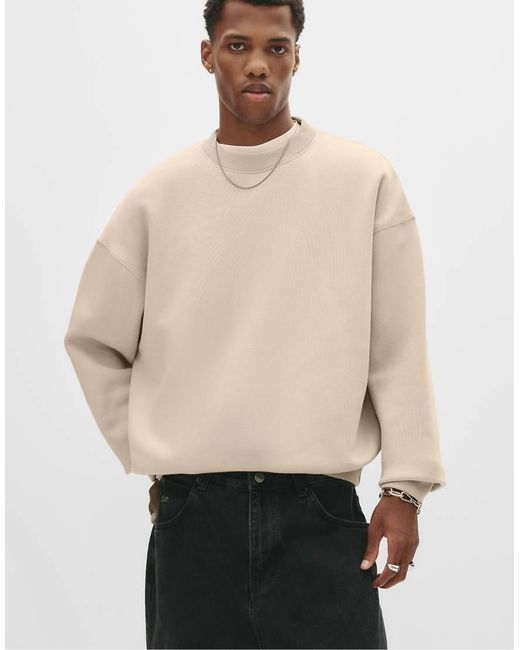 Pull&Bear Natural Basic Boxy Sweatshirt for men