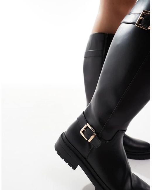 New Look White Faux-leather Trim Chunky Chelsea Boots