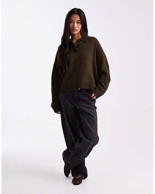 ASOS Brown – polohemd aus strick