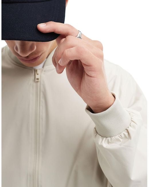 Jack & Jones White Oversized Bomber Jacket for men