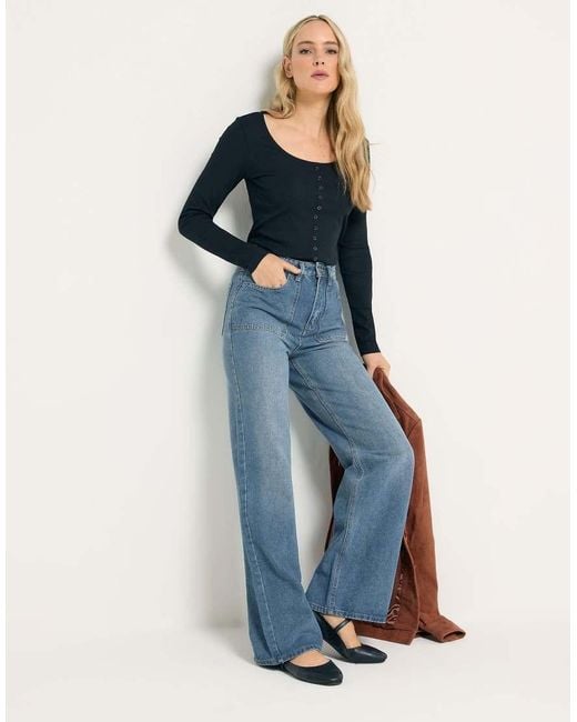 Long Tall Sally Blue High Waisted Wide Leg Jeans