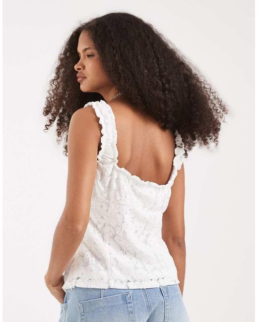 Vero Moda Brown Gathered Neckline Lace Tank Top