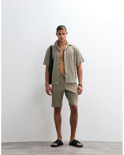 SELECTED Green Ribbed Shorts for men