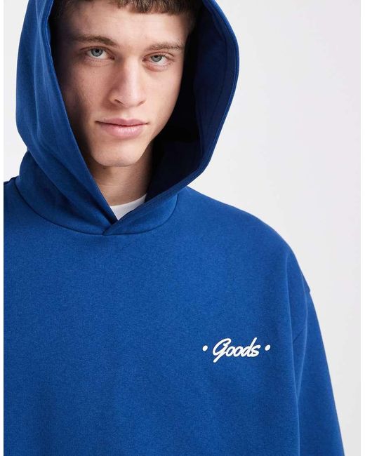 ASOS Blue Oversized Hoodie With Graphic for men