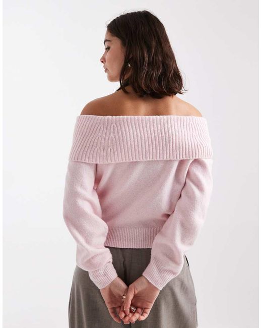 Hollister Pink Off Shoulder Knitted Jumper