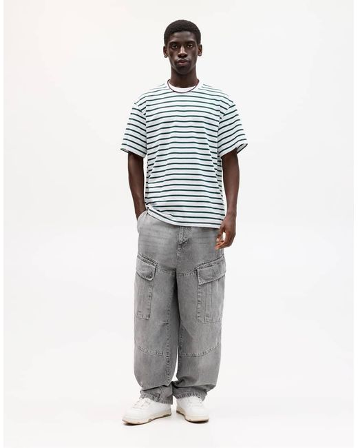 Pull&Bear Gestreept T-Shirt Met Korte Mouwen in het Blue voor heren