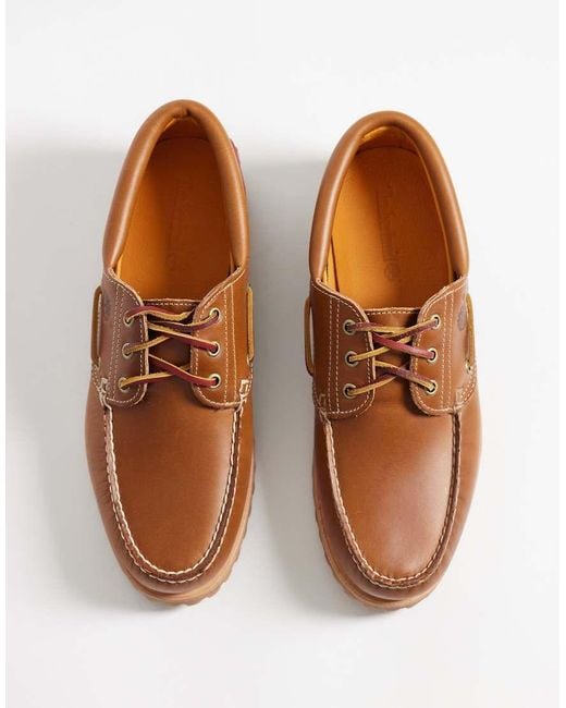 Timberland Brown 3 Eye Boat Shoes for men