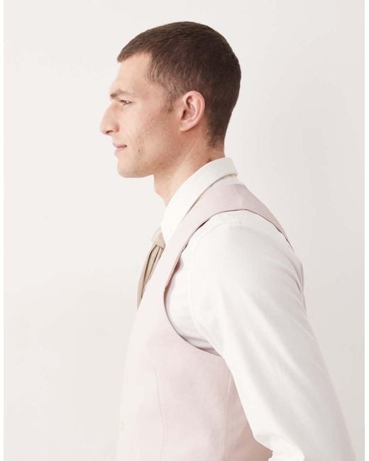 ASOS Pink Linen Rich Suit Vest for men