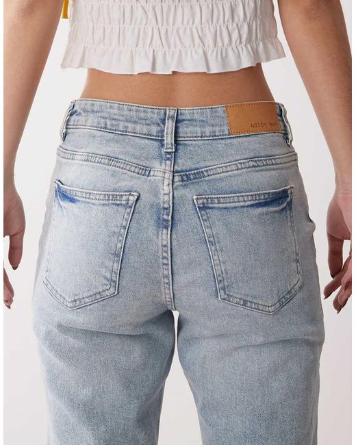 Noisy May Blue Moni High Waisted Straight Jeans
