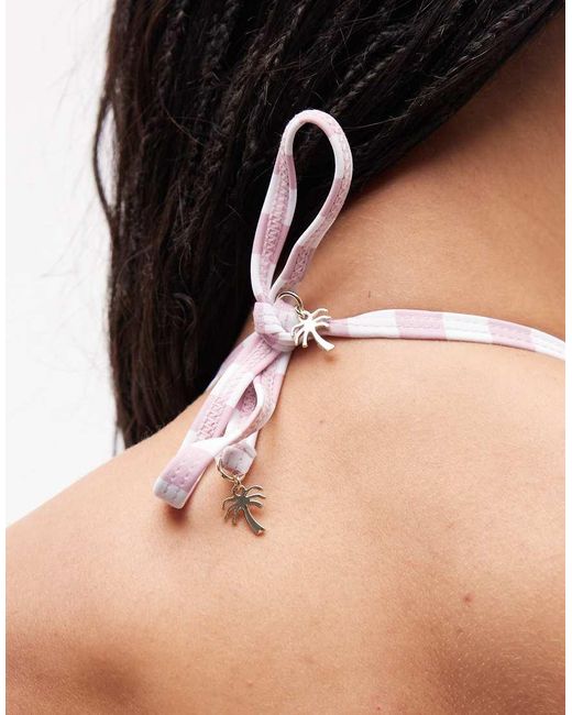 River Island Pink Sun Print Triangle Bikini Top