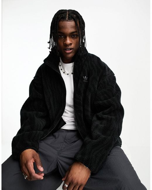 Adidas Originals Black Animal Print Trefoil Fleece for men