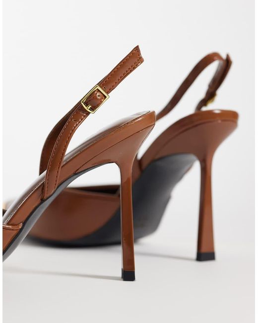 JW PEI White Savannah Slingback Heels With Metal Toe Detail