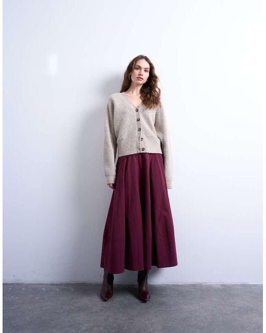 TOPSHOP Gray Knit V-neck Slouchy Cardigan