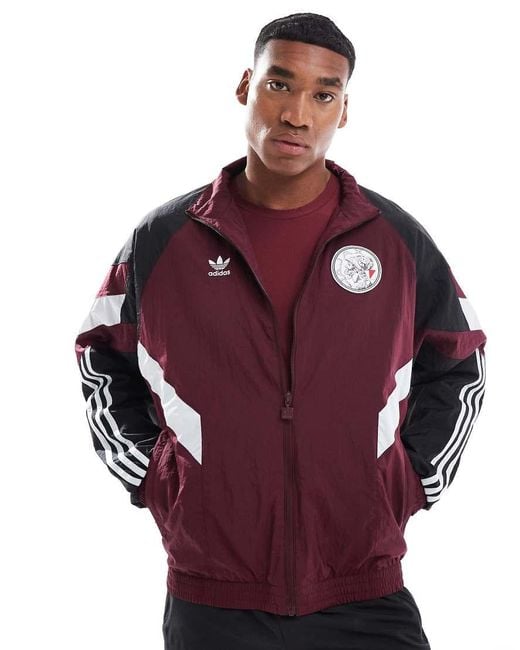 Chaqueta De Chandal Burdeos Con Diseno Del Ajax De Amsterdam Originals De Adidas Football Rojo adidas Originals de hombre de color Rojo Lyst